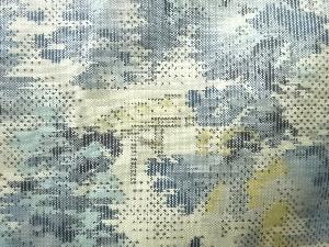 アンティーク　風景模様織出し本場白大島紬着物（5マルキ）